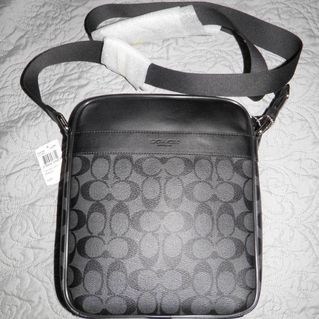 Nwt Coach Flight Bag Signature Canvas Charcoal/Black Luggage/Bag